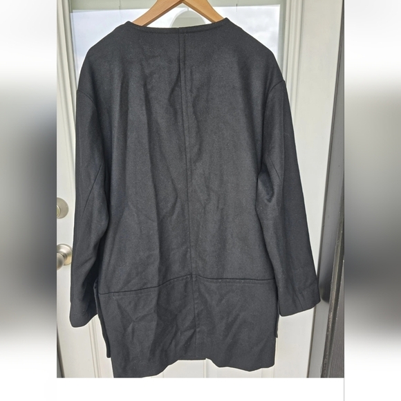 $157 Guess Wool Blend Long Jacket Women Medium Snap Buttons Black Pocket New - Picture 12 of 14